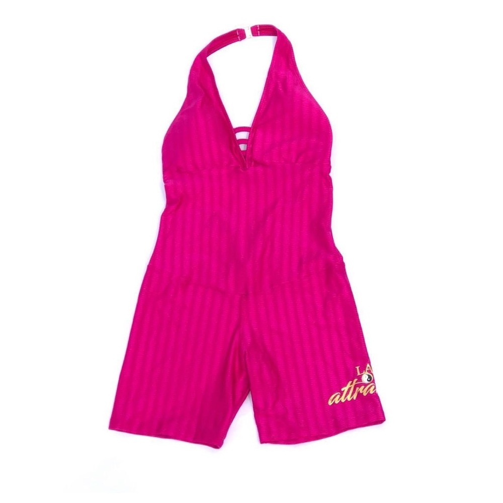 Pink Spandex Halter top Bodysuit